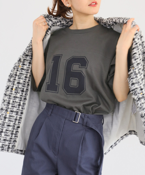 IENA（イエナ）の「LIEN Numberling 16 Tシャツ（Tシャツ/カットソー・レディース・ホワイト/グレー/グリーン系その他・FREE）」の8枚目の写真
