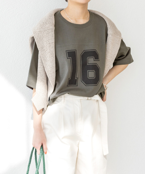 IENA（イエナ）の「LIEN Numberling 16 Tシャツ（Tシャツ/カットソー・レディース・ホワイト/グレー/グリーン系その他・FREE）」の9枚目の写真