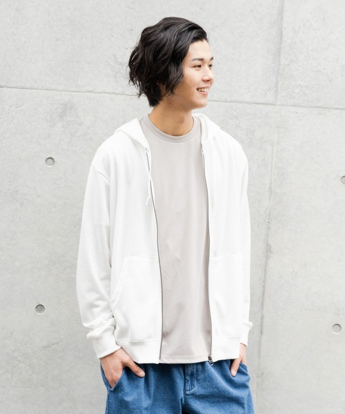 NAVY(ネイビー)の「裏毛無地カラージップアップパーカー(パーカー・メンズ・ホワイト/ブラック/ブルー/グレー/グリーン/イエロー/パープル/オレンジ・L/XL/M)」の1枚目の写真