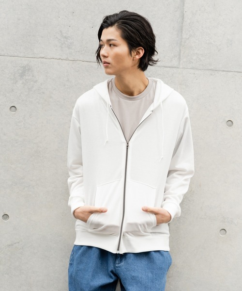 NAVY(ネイビー)の「裏毛無地カラージップアップパーカー(パーカー・メンズ・ホワイト/ブラック/ブルー/グレー/グリーン/イエロー/パープル/オレンジ・L/XL/M)」の17枚目の写真