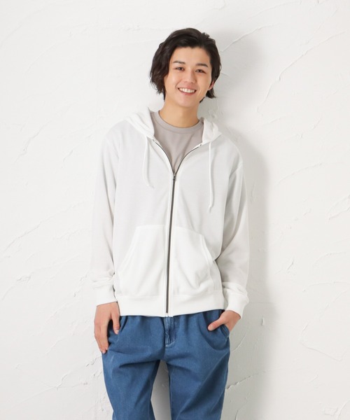 NAVY(ネイビー)の「裏毛無地カラージップアップパーカー(パーカー・メンズ・ホワイト/ブラック/ブルー/グレー/グリーン/イエロー/パープル/オレンジ・L/XL/M)」の22枚目の写真
