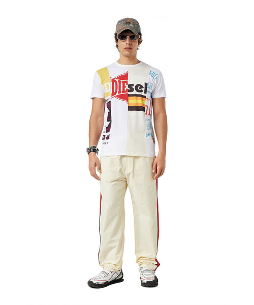 DIESEL（ディーゼル）の「メンズ Tシャツ コントラストデザイン サステナブル（Tシャツ/カットソー・メンズ・ホワイト系その他/ブラック系その他・LARGE/X-LARGE/MEDIUM/SMALL/XX-LARGE/XXX-LARGE/X-SMALL）」の4枚目の写真