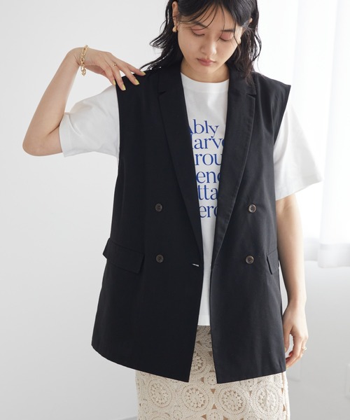 AMERICAN HOLIC（アメリカンホリック）の「ジレベスト（ベスト・レディース・ブラック/ライトベージュ・M/L）」の2枚目の写真