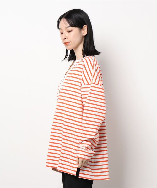 Settimissimo(セッティミッシモ)の「深キーネックボーダープルオーバ(Tシャツ/カットソー・レディース・オレンジ/ブラック・FREE)」の10枚目の写真