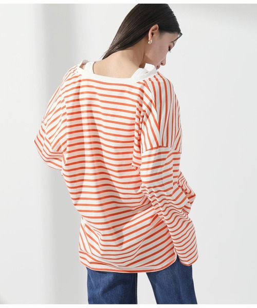 Settimissimo(セッティミッシモ)の「深キーネックボーダープルオーバ(Tシャツ/カットソー・レディース・オレンジ/ブラック・FREE)」の13枚目の写真