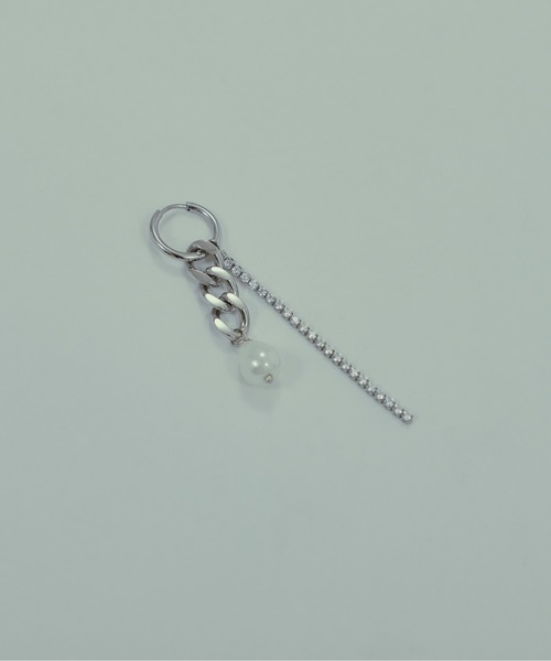 Ellno Loset(エルノロゼット)の「パールチェーンピアス(ピアス(片耳用)・メンズ・シルバー・FREE)」の2枚目の写真