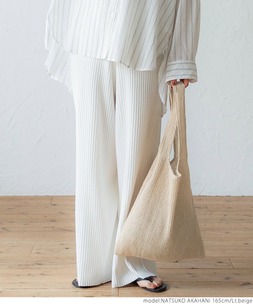 coca（coca）（コカ）の「夏素材メッシュバッグ（トートバッグ・レディース・キャメル/ライトベージュ・ONE SIZE）」の8枚目の写真