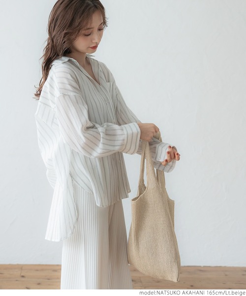 coca（coca）（コカ）の「夏素材メッシュバッグ（トートバッグ・レディース・キャメル/ライトベージュ・ONE SIZE）」の9枚目の写真