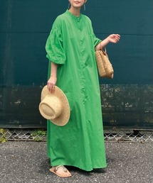 CORNERS | CORNERS by KR コットン刺繍レースボリュームスリーブワンピース(シャツワンピース)