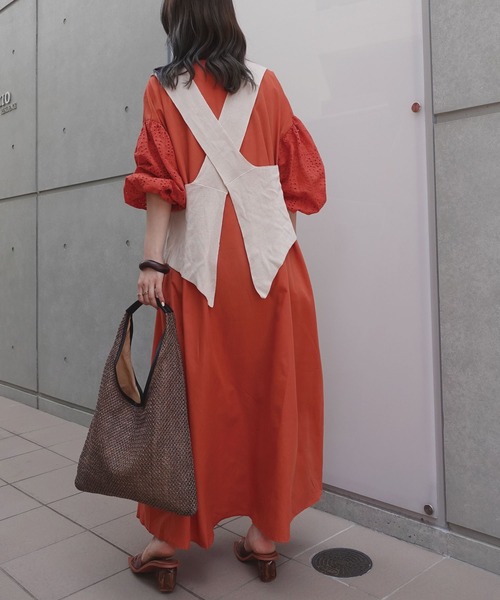 CORNERS（コーナーズ）の「CORNERS by KR コットン刺繍レースボリュームスリーブワンピース（シャツワンピース・レディース・オフホワイト/ブラック/ミント/オレンジ/グリーン/ブラウン/ベージュ・M/L）」の21枚目の写真