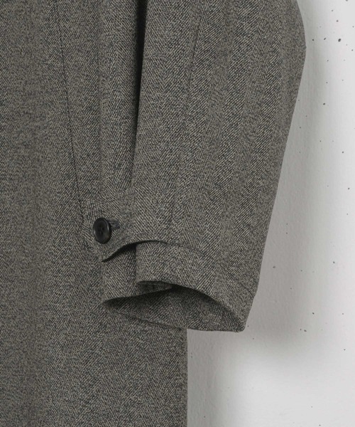 Alcindor Materials（アルシンダーマテリアルズ）の「Imitation tweed bal collar coat/イミテーションツィードバルカラーコート（ステンカラーコート・メンズ・ブラウン/グレー・MEDIUM/LARGE）」の15枚目の写真