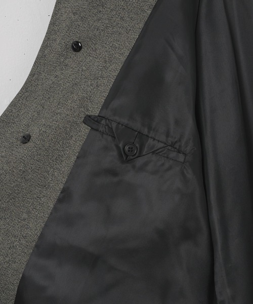 Alcindor Materials（アルシンダーマテリアルズ）の「Imitation tweed bal collar coat/イミテーションツィードバルカラーコート（ステンカラーコート・メンズ・ブラウン/グレー・MEDIUM/LARGE）」の21枚目の写真