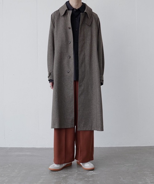 Alcindor Materials（アルシンダーマテリアルズ）の「Imitation tweed bal collar coat/イミテーションツィードバルカラーコート（ステンカラーコート・メンズ・ブラウン/グレー・MEDIUM/LARGE）」の3枚目の写真