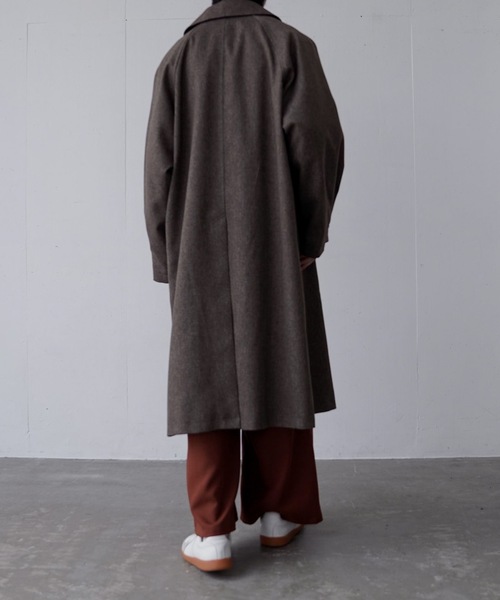 Alcindor Materials（アルシンダーマテリアルズ）の「Imitation tweed bal collar coat/イミテーションツィードバルカラーコート（ステンカラーコート・メンズ・ブラウン/グレー・MEDIUM/LARGE）」の6枚目の写真