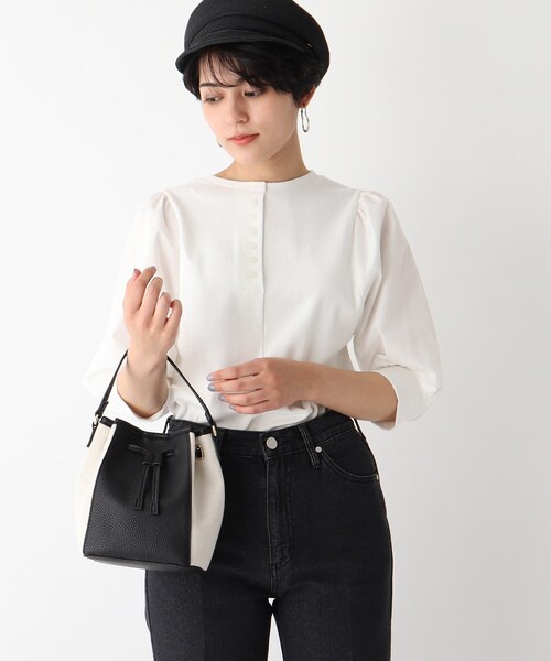 OPAQUE.CLIP(オペークドットクリップ)の「◆エルガリーコンビ巾着ミニショルダー(ショルダーバッグ・レディース・ブラック/ダークブラウン/オフホワイト・00)」の11枚目の写真