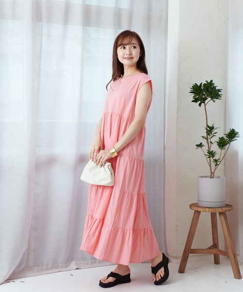 Lamoa（ラモア）の「Lamoa/ボリューム ティアード ロング ワンピース（ワンピース・レディース・ベージュ/ネイビー/グレー/ピンク・FREE）」の21枚目の写真