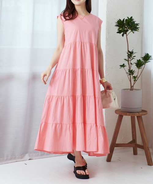 Lamoa（ラモア）の「Lamoa/ボリューム ティアード ロング ワンピース（ワンピース・レディース・ベージュ/ネイビー/グレー/ピンク・FREE）」の20枚目の写真