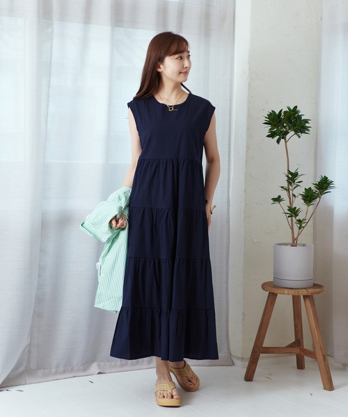 Lamoa（ラモア）の「Lamoa/ボリューム ティアード ロング ワンピース（ワンピース・レディース・ベージュ/ネイビー/グレー/ピンク・FREE）」の19枚目の写真