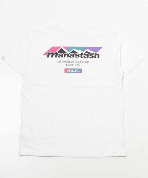 MILKFED.(ミルクフェド)の「MILKFED. × MANASTASH /ミルクフェド×マナスタッシュ MOUNTAIN COLOR LOGO T-SHIRT マウンテンカラーロゴTシャツ(Tシャツ/カットソー・レディース・ホワイト/ブラック・MEDIUM/X-LARGE/LARGE)」の4枚目の写真