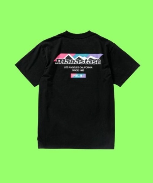 MILKFED.(ミルクフェド)の「MILKFED. × MANASTASH /ミルクフェド×マナスタッシュ MOUNTAIN COLOR LOGO T-SHIRT マウンテンカラーロゴTシャツ(Tシャツ/カットソー・レディース・ホワイト/ブラック・MEDIUM/X-LARGE/LARGE)」の1枚目の写真