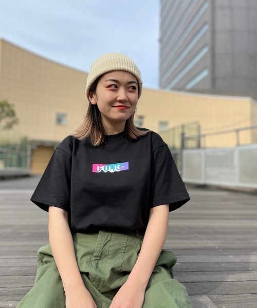 MILKFED.(ミルクフェド)の「MILKFED. × MANASTASH /ミルクフェド×マナスタッシュ MOUNTAIN COLOR LOGO T-SHIRT マウンテンカラーロゴTシャツ(Tシャツ/カットソー・レディース・ホワイト/ブラック・MEDIUM/X-LARGE/LARGE)」の19枚目の写真