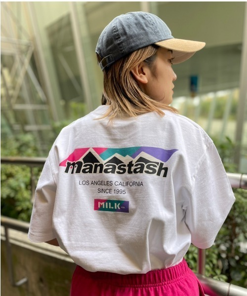 MILKFED.(ミルクフェド)の「MILKFED. × MANASTASH /ミルクフェド×マナスタッシュ MOUNTAIN COLOR LOGO T-SHIRT マウンテンカラーロゴTシャツ(Tシャツ/カットソー・レディース・ホワイト/ブラック・MEDIUM/X-LARGE/LARGE)」の9枚目の写真