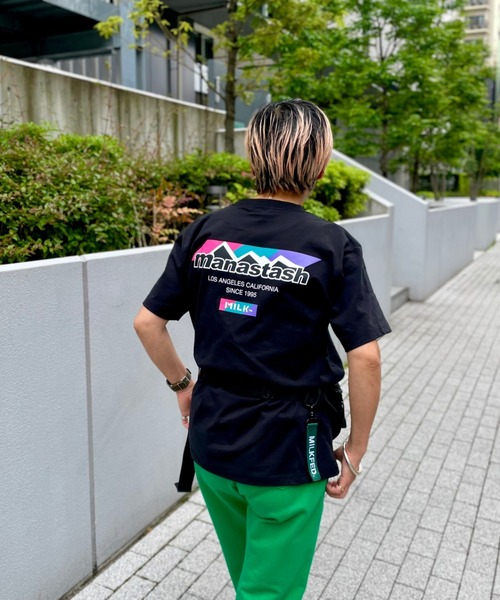 MILKFED.(ミルクフェド)の「MILKFED. × MANASTASH /ミルクフェド×マナスタッシュ MOUNTAIN COLOR LOGO T-SHIRT マウンテンカラーロゴTシャツ(Tシャツ/カットソー・レディース・ホワイト/ブラック・MEDIUM/X-LARGE/LARGE)」の6枚目の写真