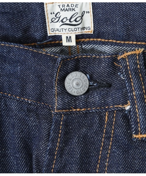 GOLD（ゴールド）の「GOLD / ゴールド：RESYSLED WASTE SUVIN COTTON YARN 11oz. DENIM 5POCKET PANTS -TYPE WITHOUT CINCH B：22A-GL42320A[MUS]（デニムパンツ・メンズ・ネイビー・M/L/S）」の5枚目の写真