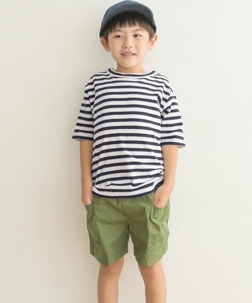 FORK&SPOON(フォークアンドスプーン)の「『親子リンク』FORK&SPOON 2toneボーダーTシャツ(KIDS)(Tシャツ/カットソー・キッズ・ブラック系その他/ブルー系その他・120/105/135)」の1枚目の写真