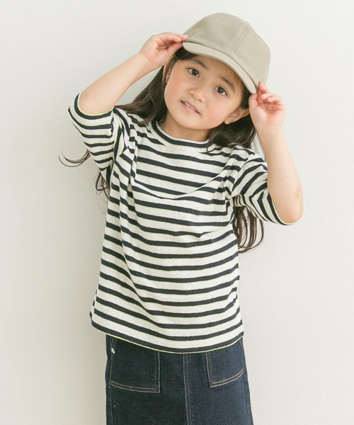 FORK&SPOON(フォークアンドスプーン)の「『親子リンク』FORK&SPOON 2toneボーダーTシャツ(KIDS)(Tシャツ/カットソー・キッズ・ブラック系その他/ブルー系その他・120/105/135)」の2枚目の写真