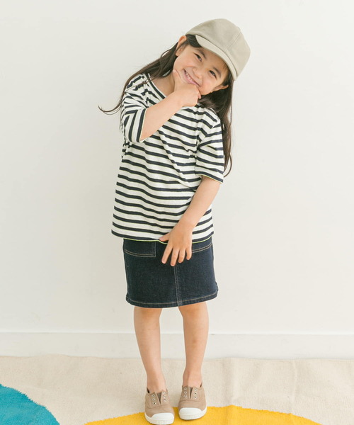 FORK&SPOON(フォークアンドスプーン)の「『親子リンク』FORK&SPOON 2toneボーダーTシャツ(KIDS)(Tシャツ/カットソー・キッズ・ブラック系その他/ブルー系その他・120/105/135)」の4枚目の写真