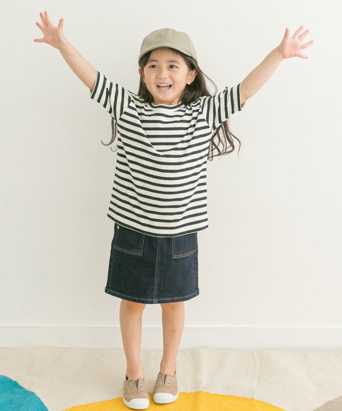 FORK&SPOON(フォークアンドスプーン)の「『親子リンク』FORK&SPOON 2toneボーダーTシャツ(KIDS)(Tシャツ/カットソー・キッズ・ブラック系その他/ブルー系その他・120/105/135)」の5枚目の写真