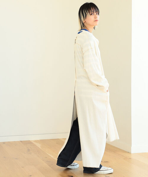 BEAMS BOY（ビームスボーイ）の「BEAMS BOY / リブ ユーロ ヴィンテージ ワンピース（ワンピース・レディース・ネイビー/ナチュラル・ONE SIZE）」の12枚目の写真