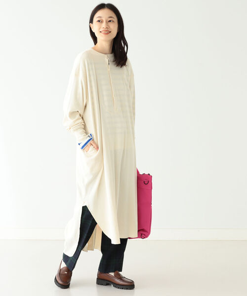 BEAMS BOY（ビームスボーイ）の「BEAMS BOY / リブ ユーロ ヴィンテージ ワンピース（ワンピース・レディース・ネイビー/ナチュラル・ONE SIZE）」の11枚目の写真