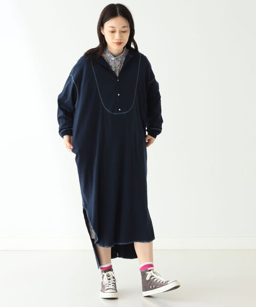 BEAMS BOY（ビームスボーイ）の「BEAMS BOY / リブ ユーロ ヴィンテージ ワンピース（ワンピース・レディース・ネイビー/ナチュラル・ONE SIZE）」の20枚目の写真