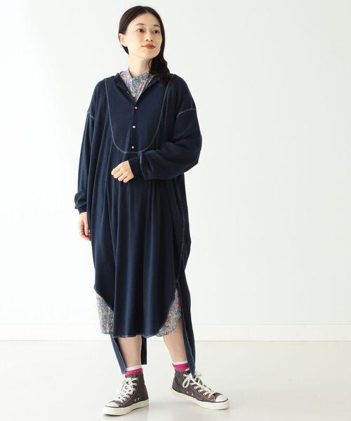 BEAMS BOY（ビームスボーイ）の「BEAMS BOY / リブ ユーロ ヴィンテージ ワンピース（ワンピース・レディース・ネイビー/ナチュラル・ONE SIZE）」の21枚目の写真