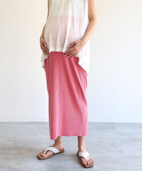 andme（アンドミー）の「【新色追加】【マタニティ】セルフカットリブタイトスカート（マタニティウェア/グッズ・レディース・ブラック/パープル/ネイビー/ピンク/ライトブラウン/ブラウン系その他/ケリーグリーン/グレイッシュベージュ/ライトグリーン/スミクロ/ベージュ系その他/ライム/杢グレー/ブラウン・M/L）」の14枚目の写真