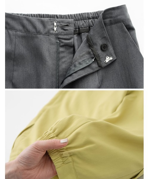 Re:EDIT（リエディ）の「[2点セット][低身長/高身長サイズ有]半袖シャツジャケット×ストレートスラックスセットアップ（セットアップ・レディース・イエロー/グレー/アイボリー/ピンク/ブラック・SHORT/TALL/MEDIUM/LARGE）」の13枚目の写真