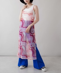 マーブルデザイン シアーキャミワンピース