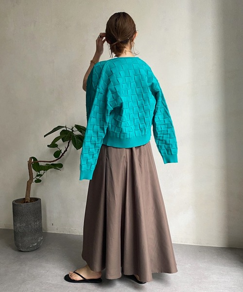 DouDou(ドゥドゥ)の「ブロックチェックカーディガン(カーディガン/ボレロ・レディース・ブラック/スカイブルー/パープル・FREE)」の6枚目の写真