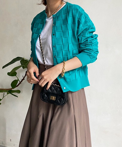 DouDou(ドゥドゥ)の「ブロックチェックカーディガン(カーディガン/ボレロ・レディース・ブラック/スカイブルー/パープル・FREE)」の11枚目の写真