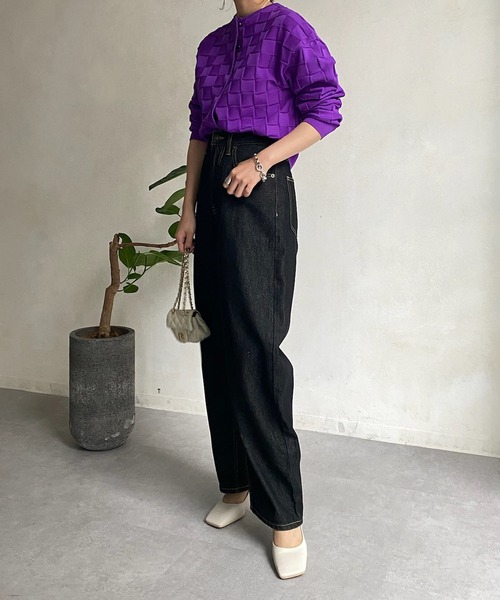 DouDou(ドゥドゥ)の「ブロックチェックカーディガン(カーディガン/ボレロ・レディース・ブラック/スカイブルー/パープル・FREE)」の22枚目の写真