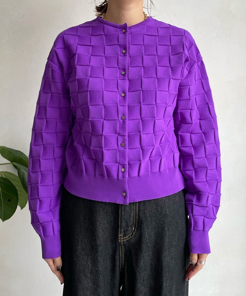 DouDou(ドゥドゥ)の「ブロックチェックカーディガン(カーディガン/ボレロ・レディース・ブラック/スカイブルー/パープル・FREE)」の20枚目の写真