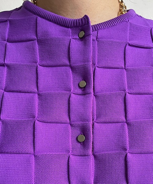 DouDou(ドゥドゥ)の「ブロックチェックカーディガン(カーディガン/ボレロ・レディース・ブラック/スカイブルー/パープル・FREE)」の12枚目の写真