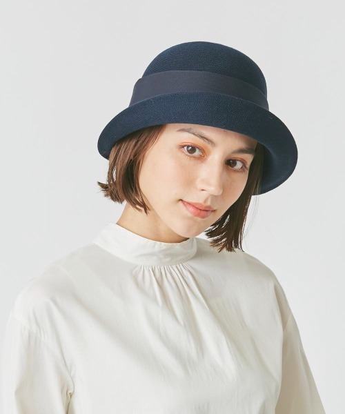 【Chapeau d’O】クラシカルなブルトンハット　ネイビー Chapeau d' O Tuck Wide Ribbon Berton（ハット）｜Chapeau d' O