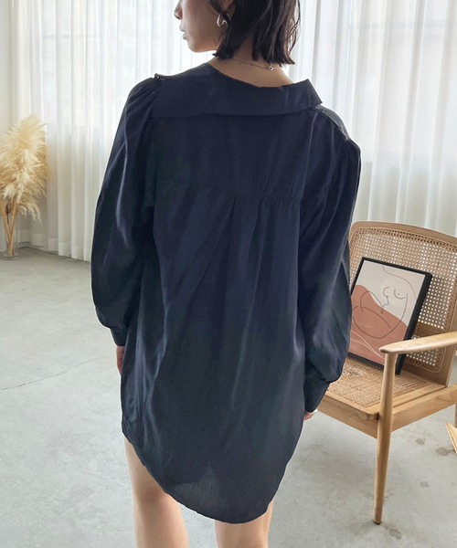 Jewelobe(ジュエローブ)の「チューブトップショートサロペ×ロングシャツセットアップ(セットアップ・レディース・ブラック/ブラウン・FREE)」の15枚目の写真