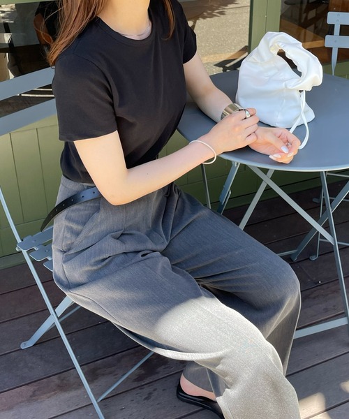 LE MORE(リモア)の「シンプルコンパクトTシャツ(Tシャツ/カットソー・レディース・ホワイト/ブラック/ピンク・FREE)」の5枚目の写真