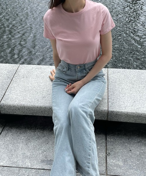 LE MORE(リモア)の「シンプルコンパクトTシャツ(Tシャツ/カットソー・レディース・ホワイト/ブラック/ピンク・FREE)」の18枚目の写真