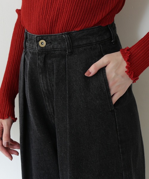 N.(N. Natural Beauty Basic)(エヌエヌナチュラルビューティーベーシック)の「【S Size Line】◆タックワイドデニムパンツ(デニムパンツ・レディース・ブラック/ワンウォッシュ・SMALL/MEDIUM)」の10枚目の写真