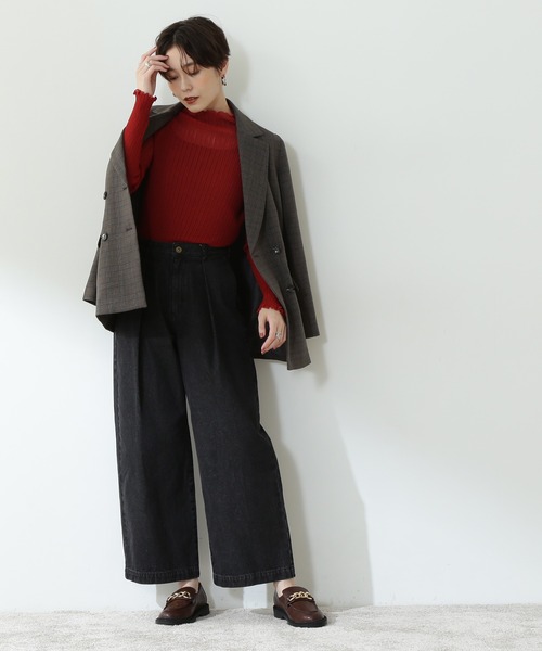 N.(N. Natural Beauty Basic)(エヌエヌナチュラルビューティーベーシック)の「【S Size Line】◆タックワイドデニムパンツ(デニムパンツ・レディース・ブラック/ワンウォッシュ・SMALL/MEDIUM)」の4枚目の写真